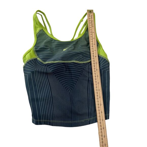 Nike Womens Size XS Fitted Athletic Tank Top Built in Bra Sleeveless Yellow Blue - Picture 12 of 16